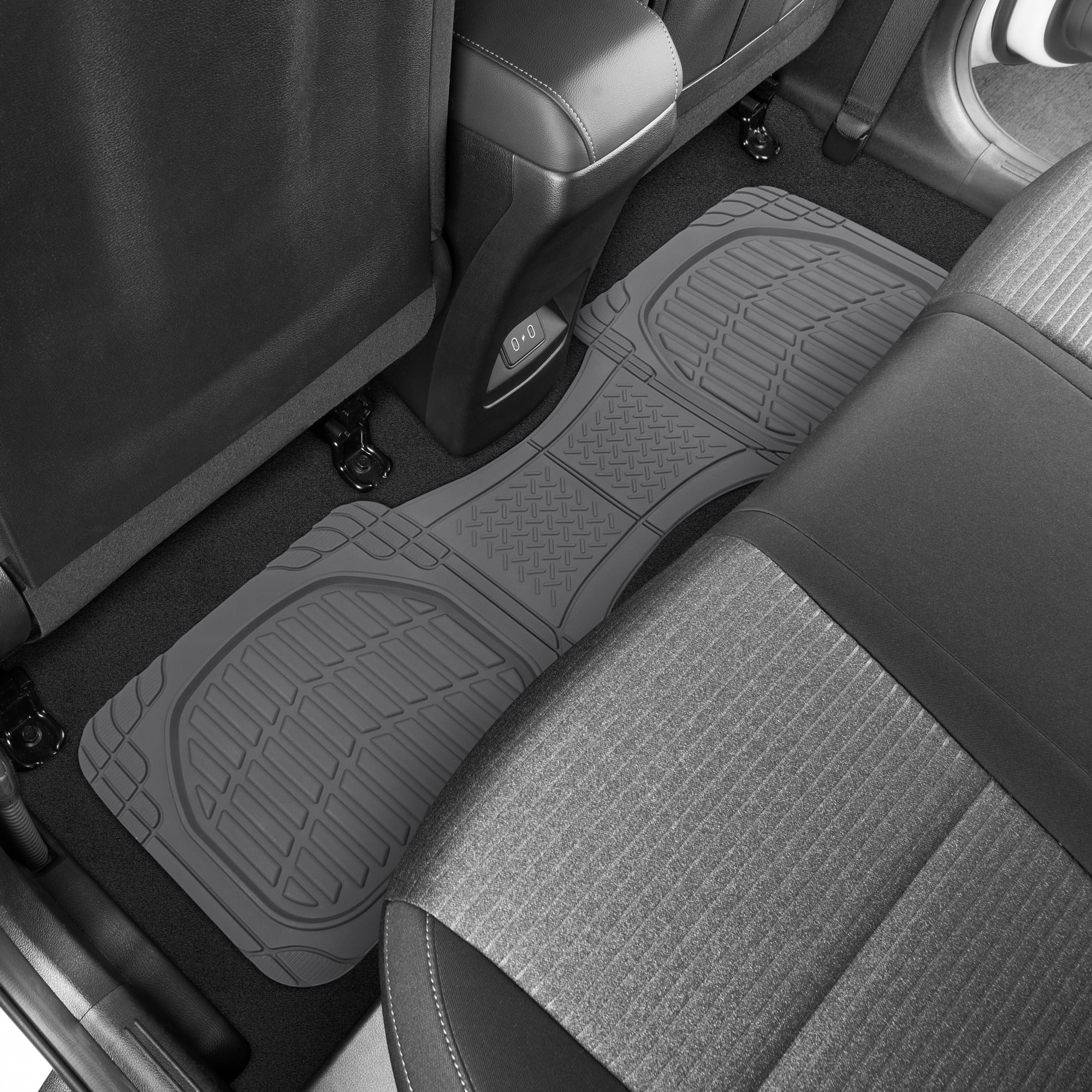 & BDK Heavy Duty Gray Rubber Car Mats Full Set - Universal Trim-To-Fit All Weather Floor Mats - Floor Mats for Car Accessories - Front & Back Interior Floor Mats for Truck Accessories