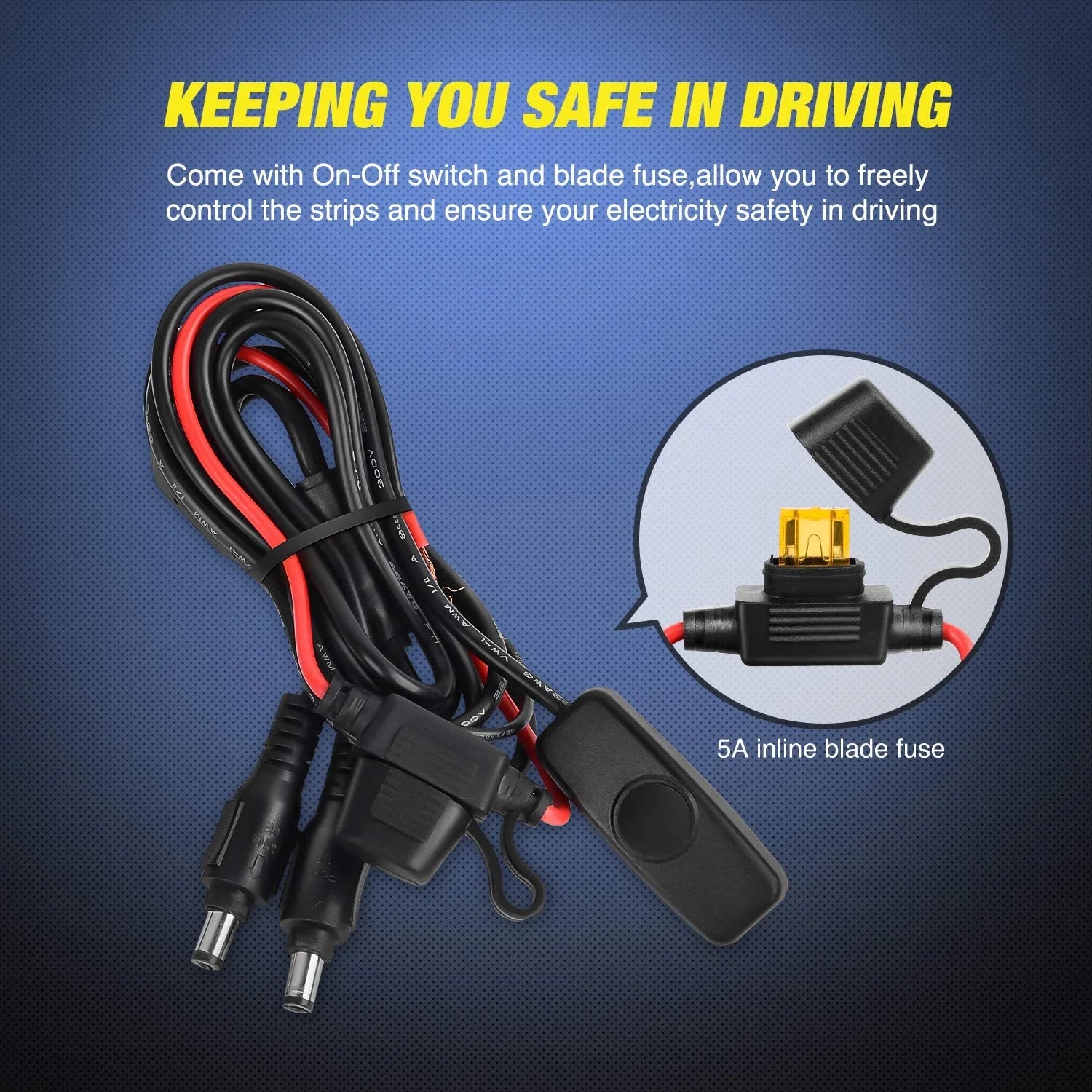 3PCS 60 Bed Light Strip 270 LED with On/Off Switch Blade Fuse Splitter Extension Cable for Cargo, Pickup Truck, SUV, RV, Boat,2 Years Warranty