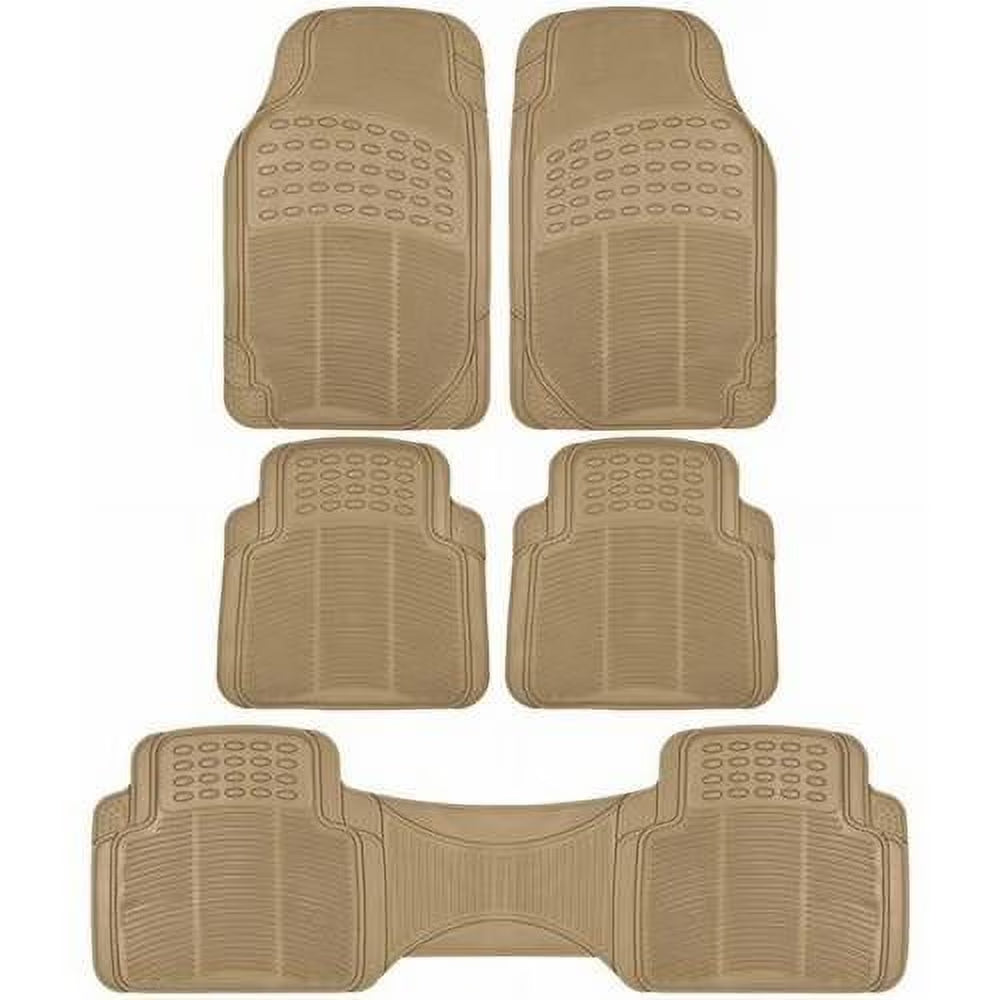 3 Row Car Floor Mats for SUV and Van, Heavy Duty Rubber Mats and Liner, Black Beige Gray