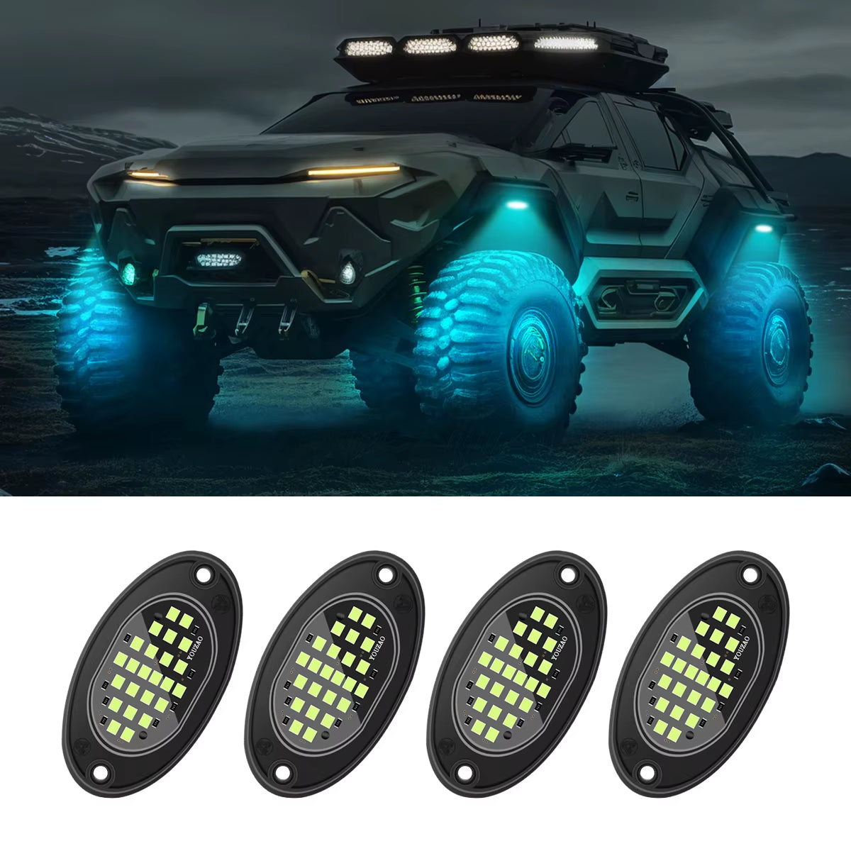 4Pcs Car Chassis Light for Trucks LED Rock Lights with for Pickup off Road Jeep SUV ATV UTV Car