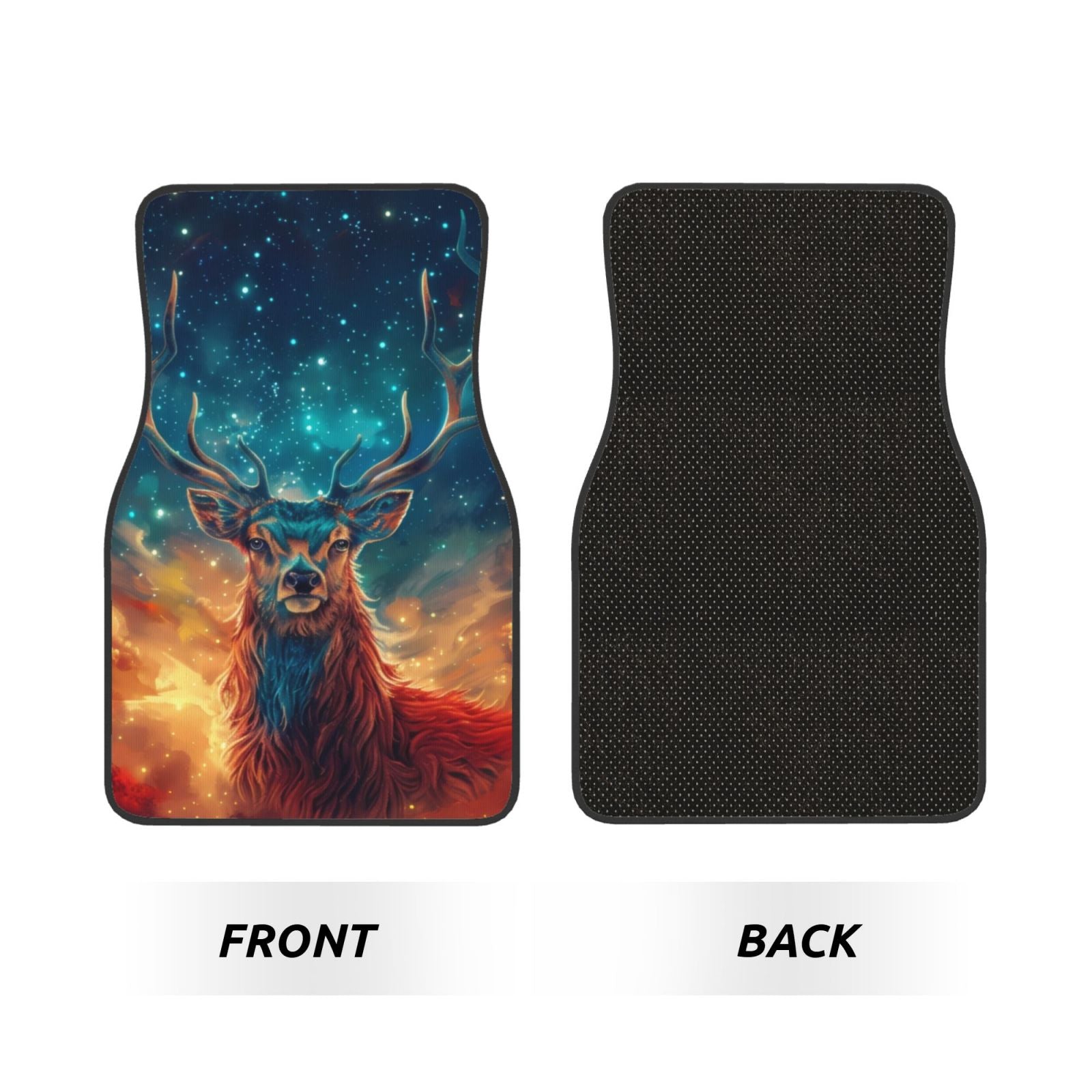 Celestial Stag Cosmic Glow Car Foot Mat Set of 4 Pieces - Universal Floor Liner Neoprene Full Set Floor Mats for Cars Trucks SUV