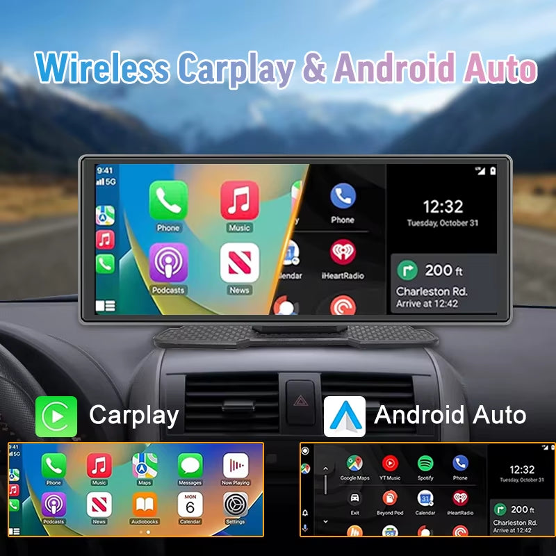 10.26-Inch Wireless Carplay Android Auto Car Portable GPS Navigation Car Display Screen Central Control Screen Radio