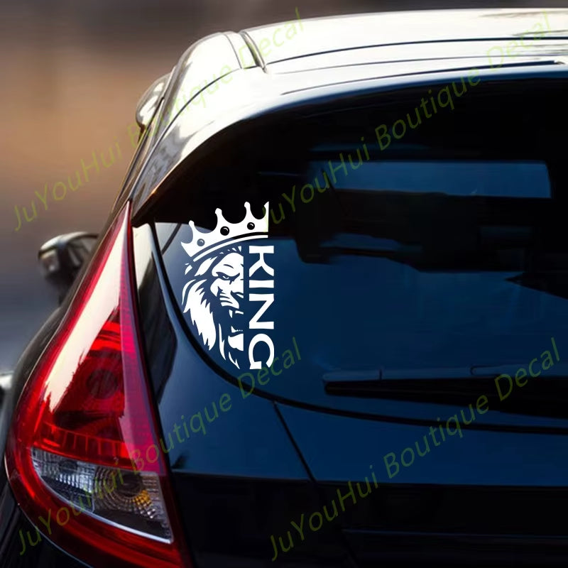 Juyouhui Exterior Accessories Decal Lion with a Crown King Vinyl Car Sticker Decors on Car Body Bumper Rear Window Laptop