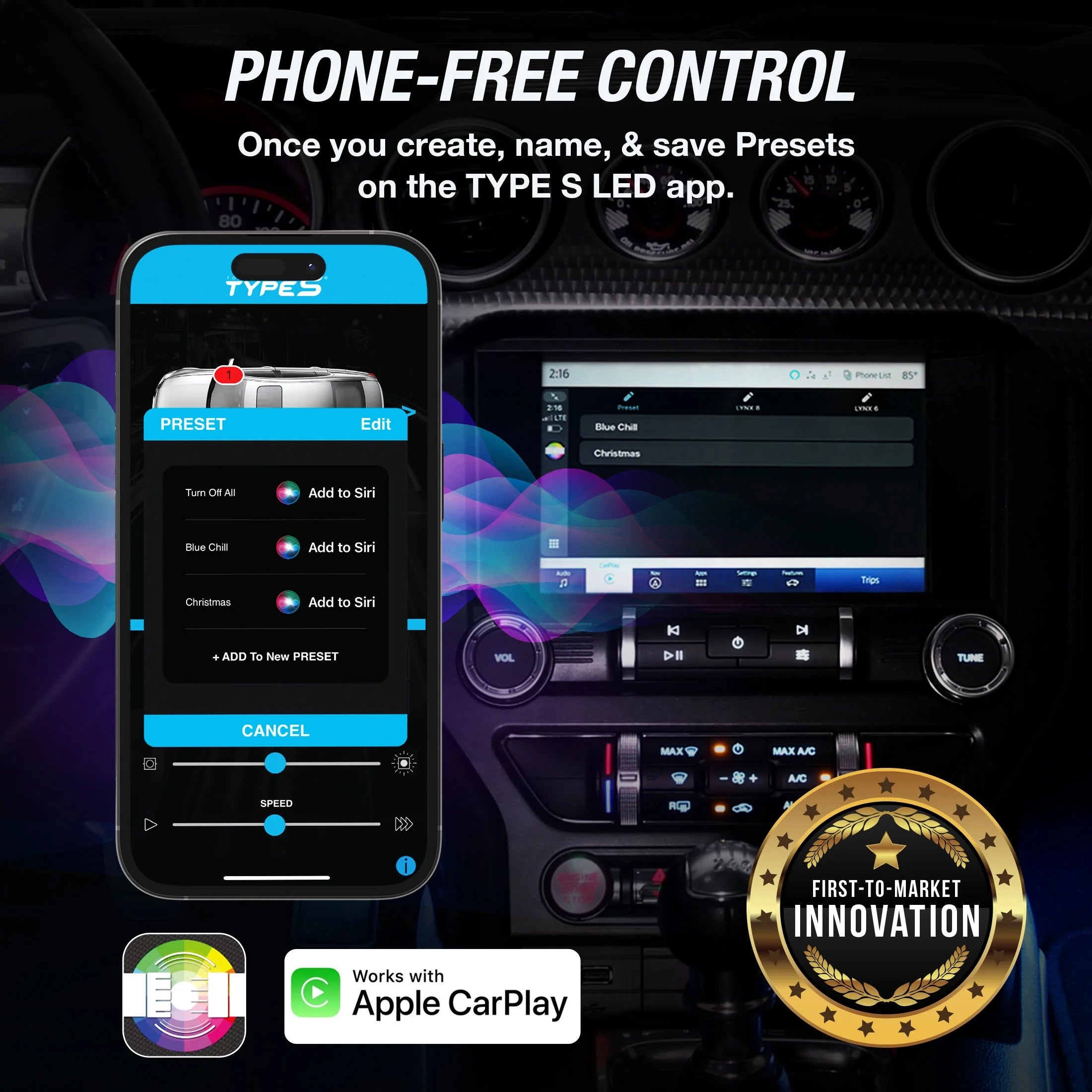 - Appglow Multicolor Underglow LED Kit, Carplay Compatible, Siri & Hey Google Voice-Control, Bluetooth, Custom RGB Lighting Presets, Control Zones, 112 Inches