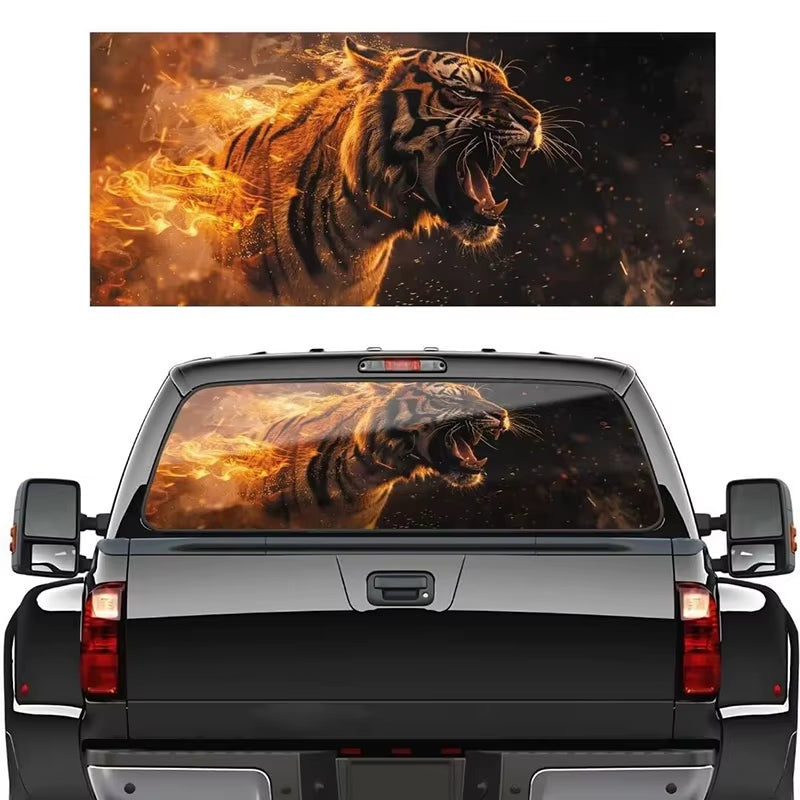3D Animal Car Rear Windshield Sticker Perforated Vinyl Sticker for Truck Pickup Truck SUV Auto Exterior Accessories