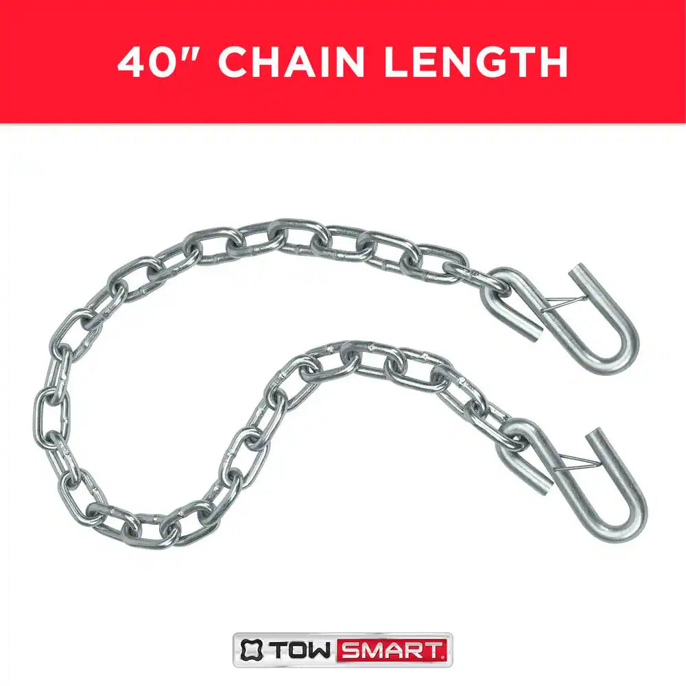 40 In. Towing Safety Chains with S Hooks - 5,000 Lb. Capacity