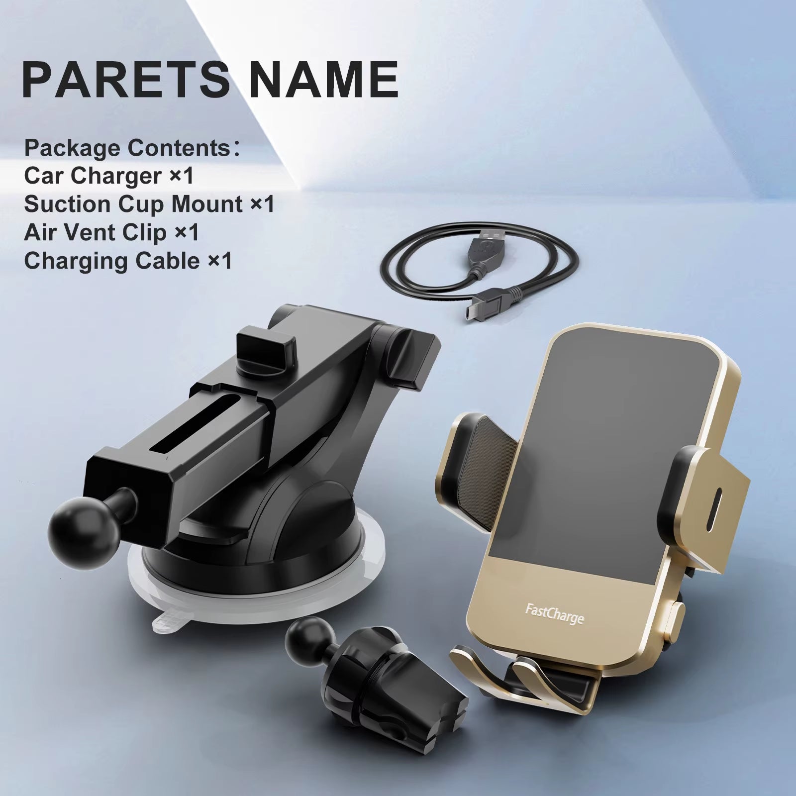 15W Qi Magnetic Wireless Car Phone Charger Auto-Clamping Car Charger Phone Holder Dashboard Vent Phone Mount Fast Charging