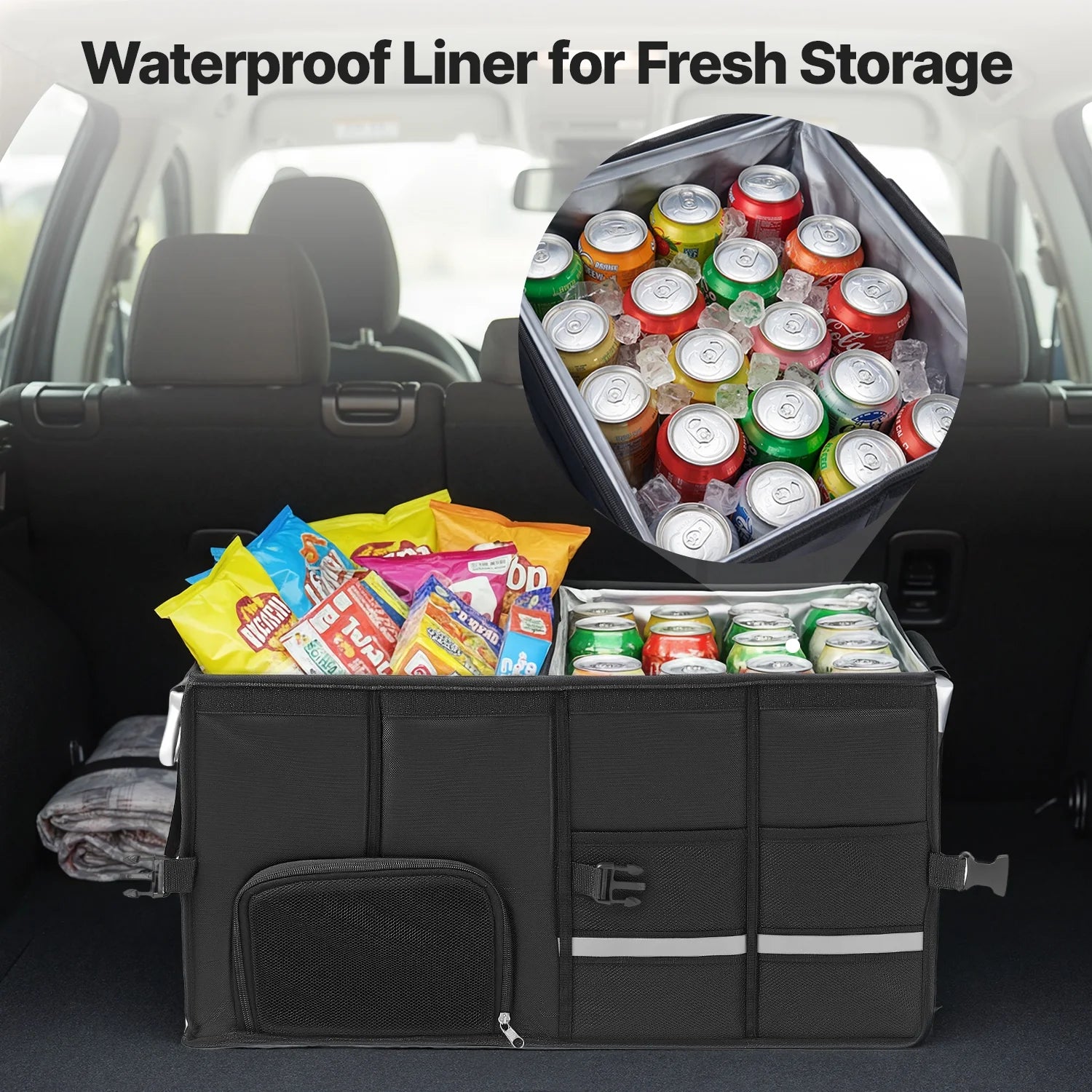 Trunk Organizer for Car and SUV Collapsible Car Organizers and Storage with Lid Truck Accessories Interior Grocery Holder, 72L