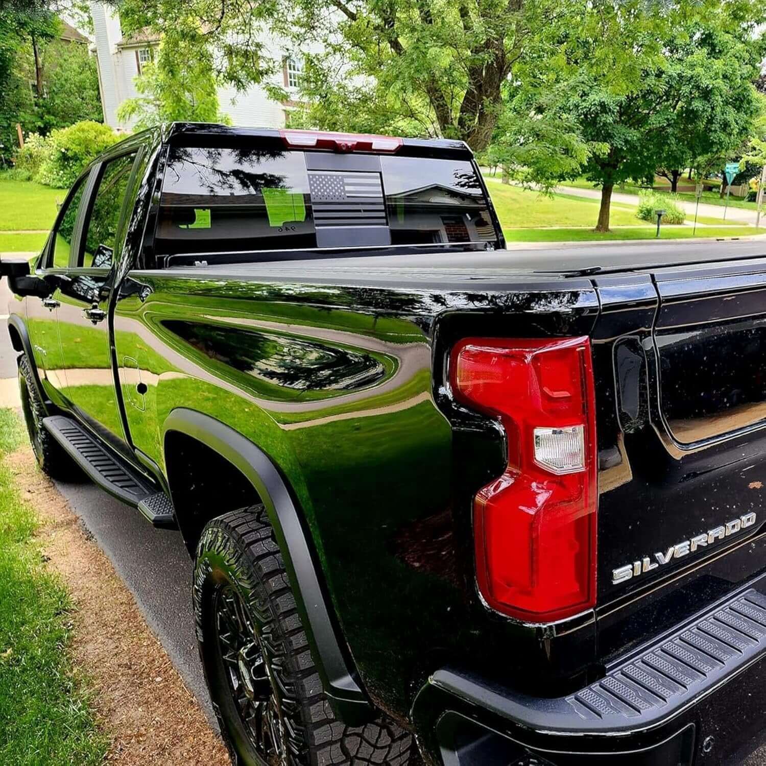 Rear Middle Window American Flag Decal for Chevy Silverado GMC Sierra 2019 2025