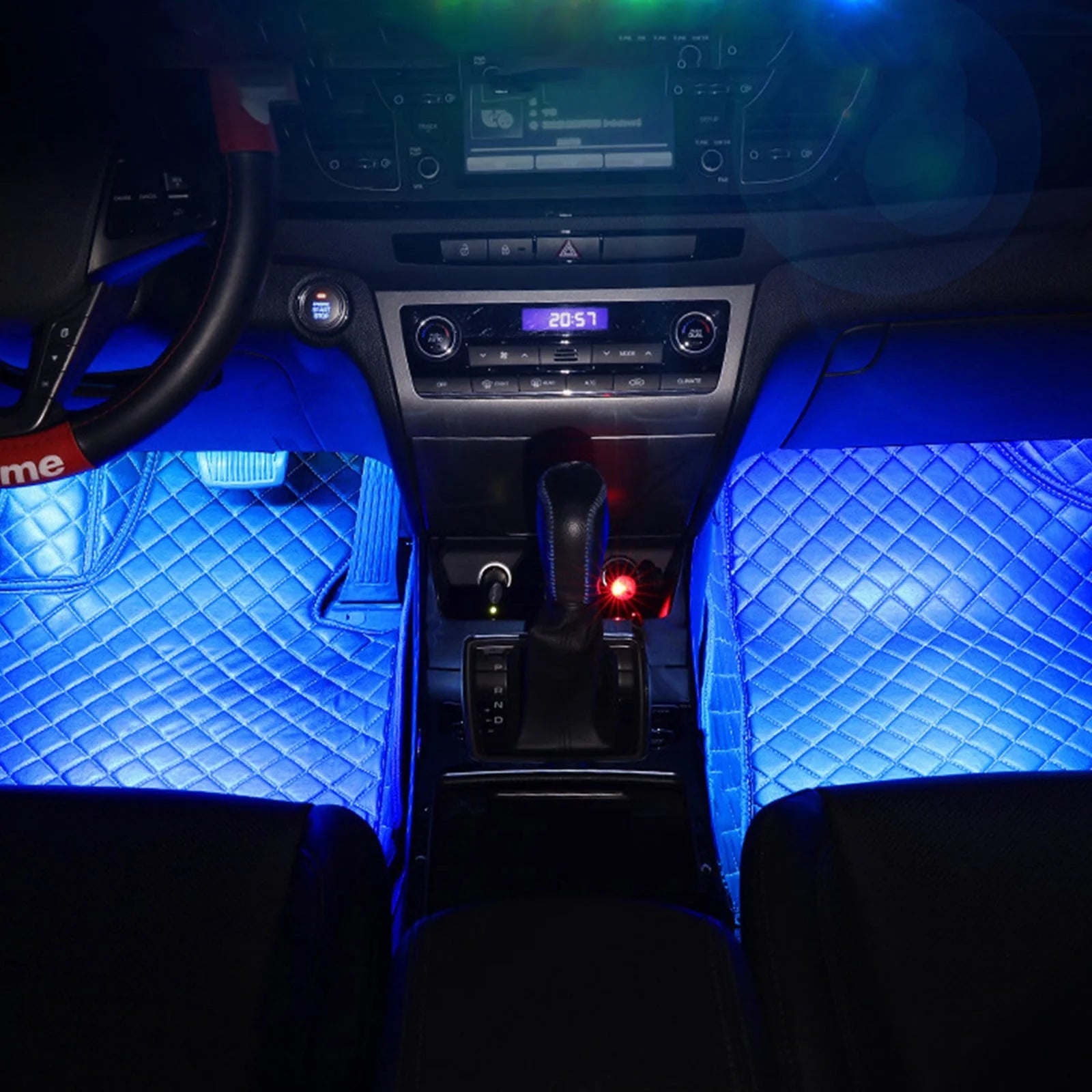 4-Piece Usb-Powered Car Interior LED Strip Lights with Remote Control and Music Sync for Ambient under Dash Lighting