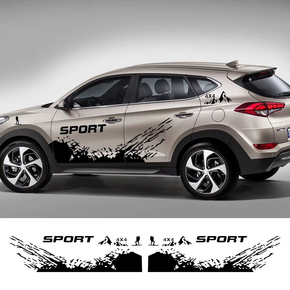 2PCS Car Stickers 4X4 Sport Mountaineering Styling Vinyl Film Trim Decals Auto Tuning Accessories for Hyundai Tucson 2017-2023