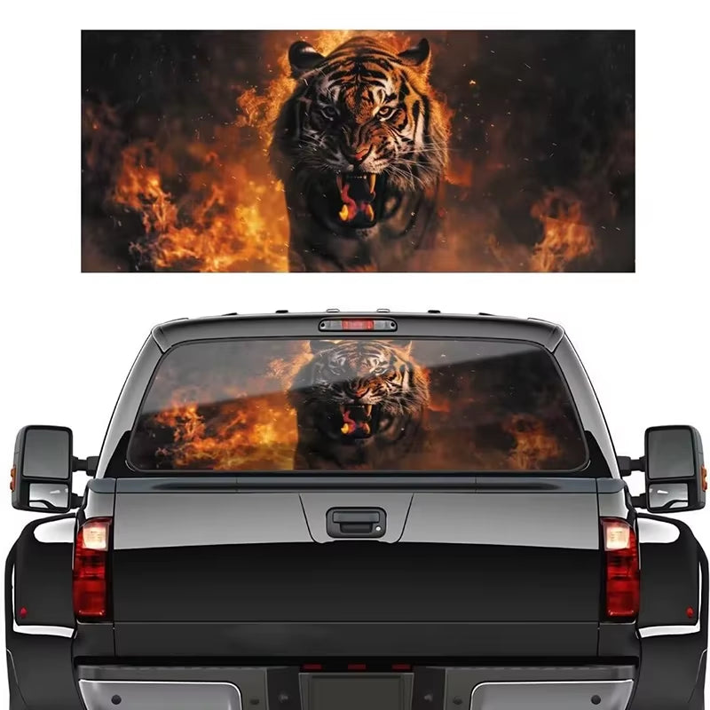3D Animal Car Rear Windshield Sticker Perforated Vinyl Sticker for Truck Pickup Truck SUV Auto Exterior Accessories
