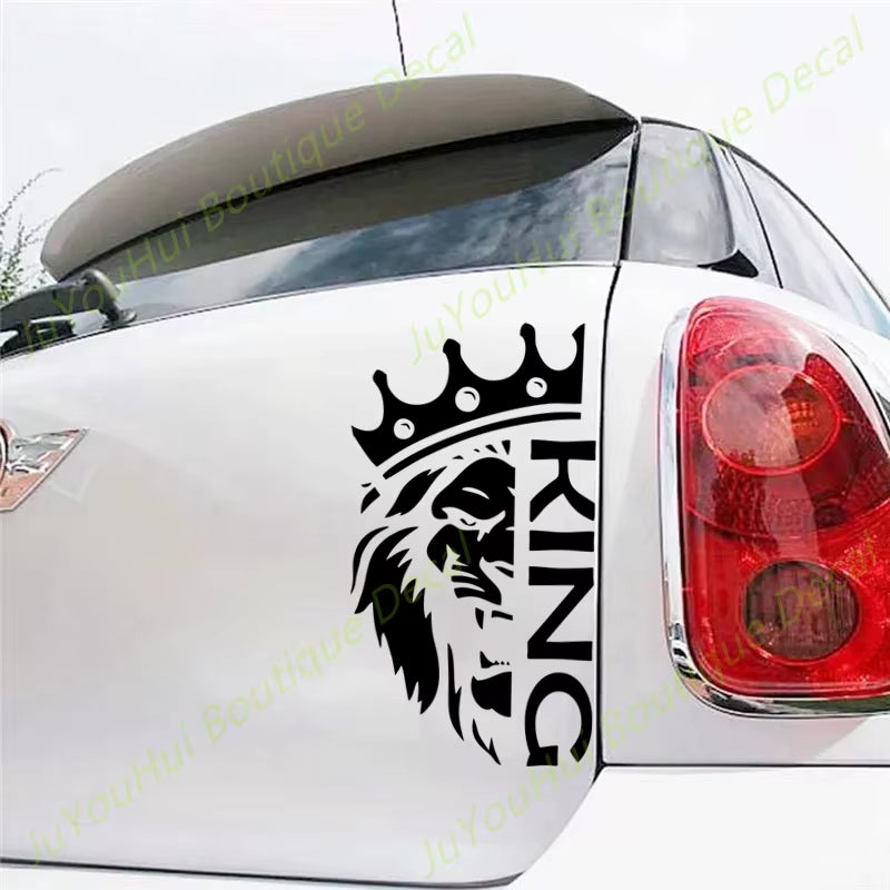 Juyouhui Exterior Accessories Decal Lion with a Crown King Vinyl Car Sticker Decors on Car Body Bumper Rear Window Laptop