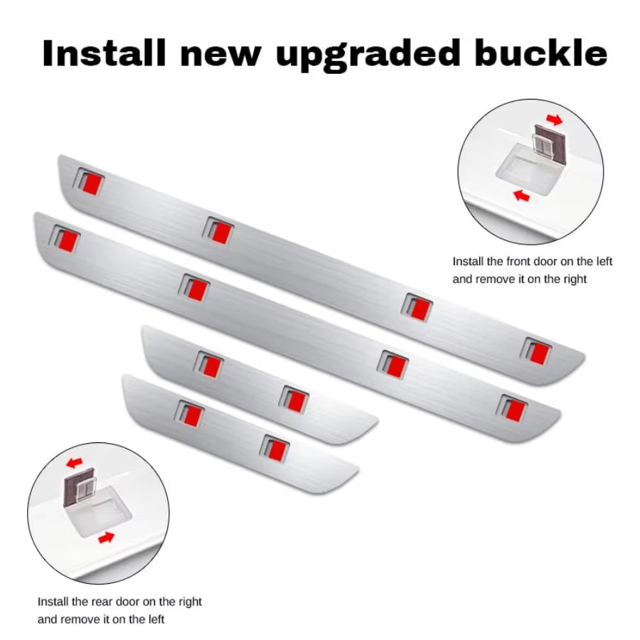 4PC Car Door Sill Plate LED Lights Wireless Car Door Lights Auto-Sensing Led Door Sill 12 Transformation Modes for All Car Model