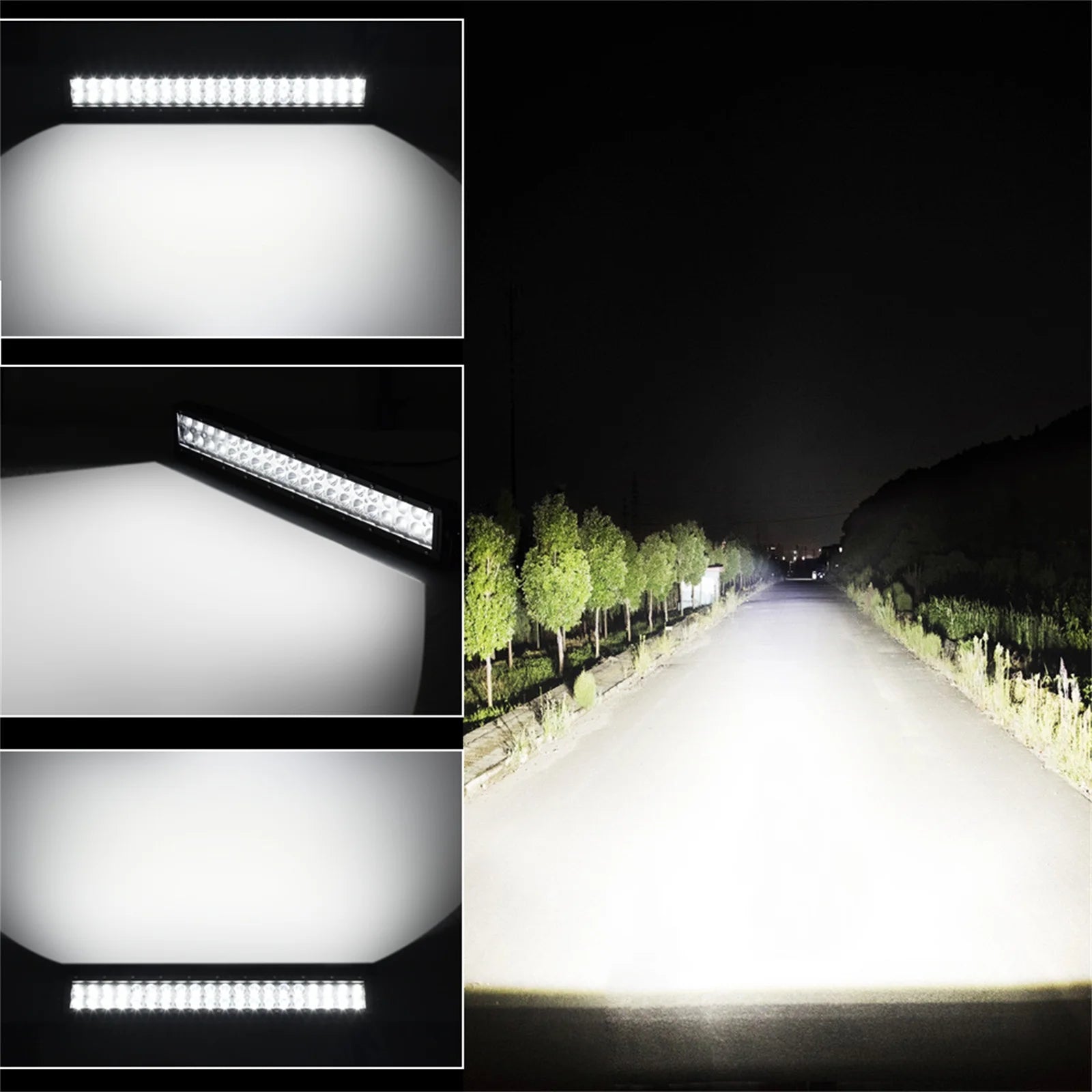 22Inch Dual Row Spot LED Light Bar off Road ATV Driving Light+4X 4 Inch LED Pods Fog Lights Work Lights for Jeep Trucks Polaris ATV UTV Boat