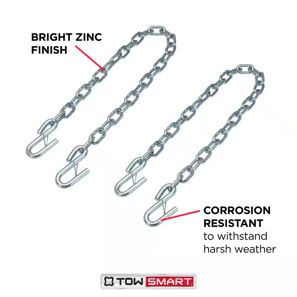 40 In. Towing Safety Chains with S Hooks - 5,000 Lb. Capacity