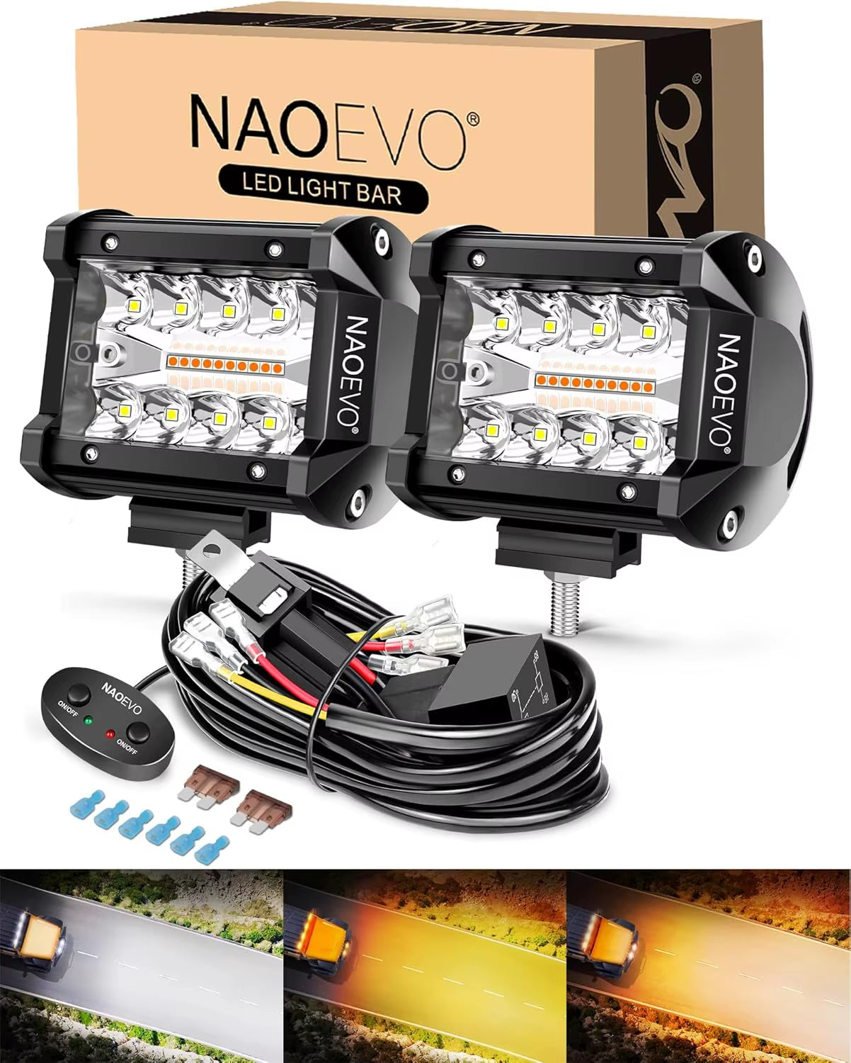 4 Inch 2Pcs LED Pod Lights Spot Flood Combo LED Fog Driving 4X4 off Road Lights Work Lights for Truck Boat ATV UTV Jeep