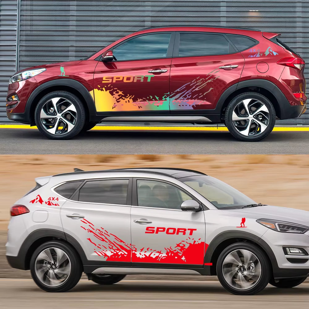 2PCS Car Stickers 4X4 Sport Mountaineering Styling Vinyl Film Trim Decals Auto Tuning Accessories for Hyundai Tucson 2017-2023