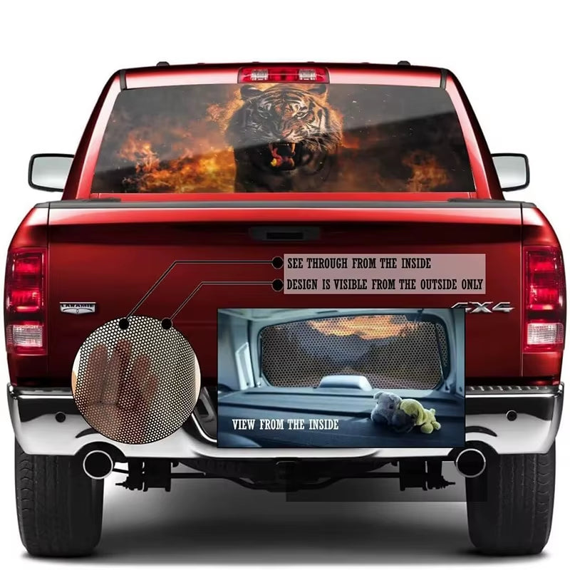 3D Animal Car Rear Windshield Sticker Perforated Vinyl Sticker for Truck Pickup Truck SUV Auto Exterior Accessories