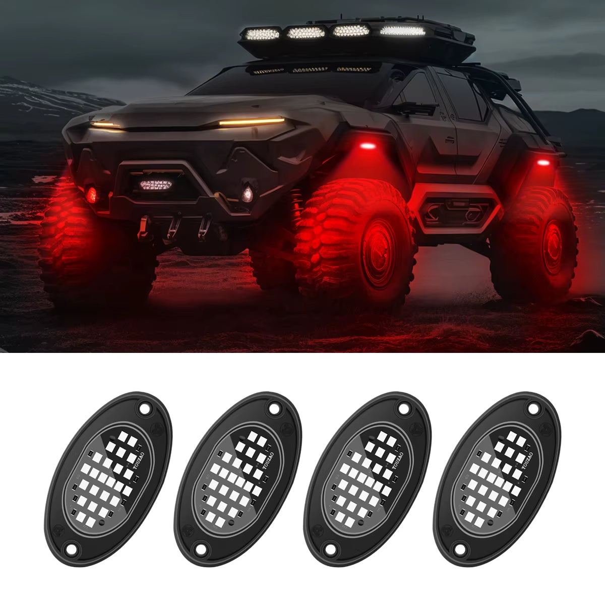 4Pcs Car Chassis Light for Trucks LED Rock Lights with for Pickup off Road Jeep SUV ATV UTV Car